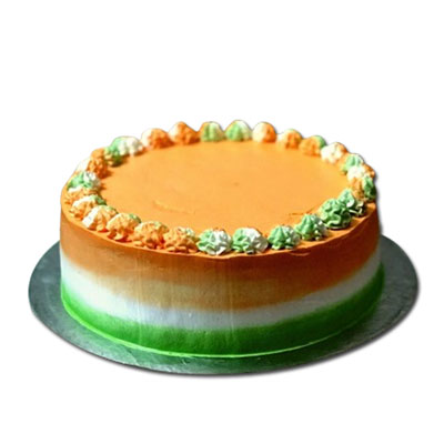 "Round shape pineapple Tiranga cake - 1kg - code NC28 - Click here to View more details about this Product